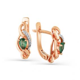 Золотые серьги Мастер Бриллиант 01M2-105-198-01 с бриллиантом и изумрудом 01M2-105-198-01 фото