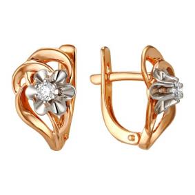 Золотые серьги Мастер Бриллиант 01M2-105-268 с бриллиантом 01M2-105-268 фото