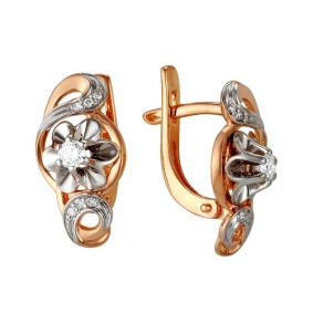 Золотые серьги Мастер Бриллиант 01M2-105-286 с бриллиантом 01M2-105-286 фото