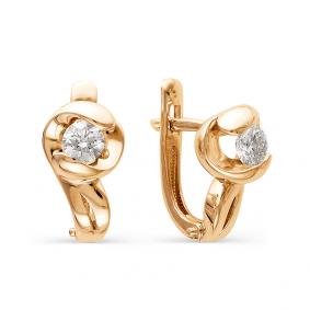 Золотые серьги Мастер Бриллиант 01M2-105-365 с бриллиантом 01M2-105-365 фото