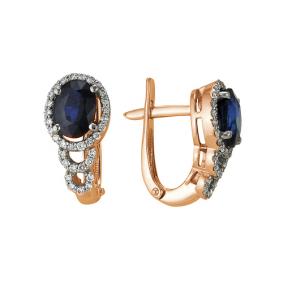 Золотые серьги Мастер Бриллиант 01M2-105-38 с бриллиантом и сапфиром 01M2-105-38 фото