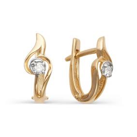 Золотые серьги Мастер Бриллиант 01M2-105-419 с бриллиантом 01M2-105-419 фото