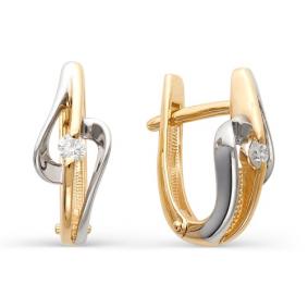 Золотые серьги Мастер Бриллиант 01M2-105-432 с бриллиантом 01M2-105-432 фото