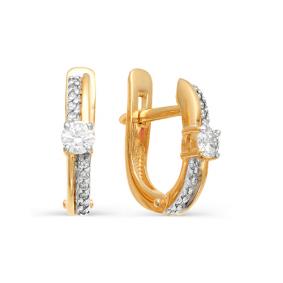 Золотые серьги Мастер Бриллиант 01M2-105-434 с бриллиантом 01M2-105-434 фото