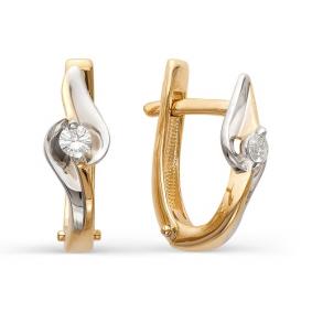 Золотые серьги Мастер Бриллиант 01M2-105-441 с бриллиантом 01M2-105-441 фото