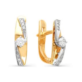 Золотые серьги Мастер Бриллиант 01M2-105-623 с бриллиантом 01M2-105-623 фото