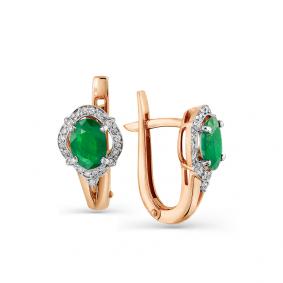 Золотые серьги Мастер Бриллиант 01M2-105-64-01 с бриллиантом и изумрудом 01M2-105-64-01 фото