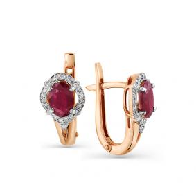Золотые серьги Мастер Бриллиант 01M2-105-64-03 с бриллиантом и рубином 01M2-105-64-03 фото