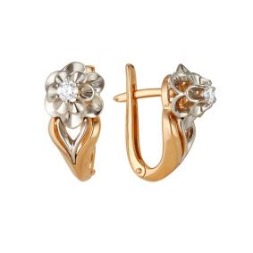 Золотые серьги Мастер Бриллиант 01M2-105-68 с бриллиантом 01M2-105-68 фото