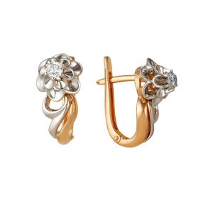 Золотые серьги Мастер Бриллиант 01M2-105-72 с бриллиантом 01M2-105-72 фото