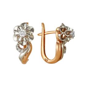 Золотые серьги Мастер Бриллиант 01M2-105-73 с бриллиантом 01M2-105-73 фото