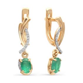 Золотые серьги Мастер Бриллиант 01M2-105-779-01 с бриллиантом и изумрудом 01M2-105-779-01 фото
