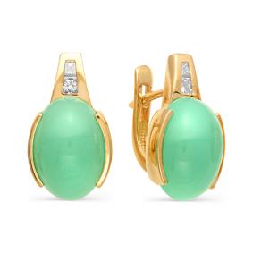 Золотые серьги Мастер Бриллиант 01M2-105-785-19 с бриллиантом и хризопразом 01M2-105-785-19 фото