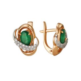 Золотые серьги Мастер Бриллиант 01M2-105-83-01 с бриллиантом и изумрудом 01M2-105-83-01 фото