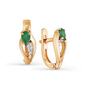 Золотые серьги Мастер Бриллиант 01M2-105-850-01 с бриллиантом и изумрудом 01M2-105-850-01 фото