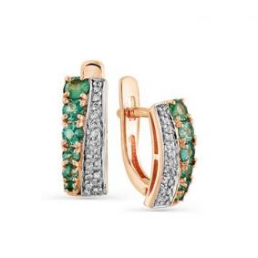 Золотые серьги Мастер Бриллиант 01M2-105-878-01 с бриллиантом и изумрудом 01M2-105-878-01 фото