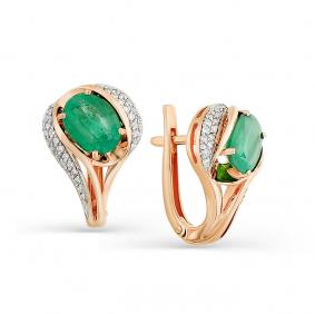 Золотые серьги Мастер Бриллиант 01M2-105-89-01 с бриллиантом и изумрудом 01M2-105-89-01 фото