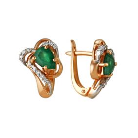 Золотые серьги Мастер Бриллиант 01M2-105-90-01 с бриллиантом и изумрудом 01M2-105-90-01 фото
