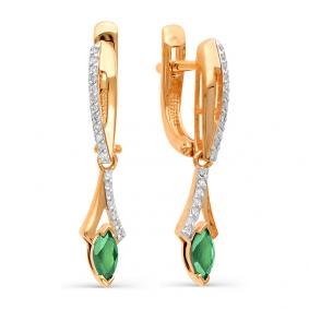 Золотые серьги Мастер Бриллиант 01M2-105-957-01 с бриллиантом и изумрудом 01M2-105-957-01 фото
