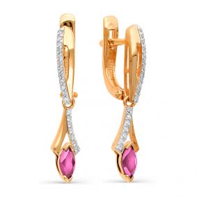 Золотые серьги Мастер Бриллиант 01M2-105-957-03 с бриллиантом и рубином 01M2-105-957-03 фото