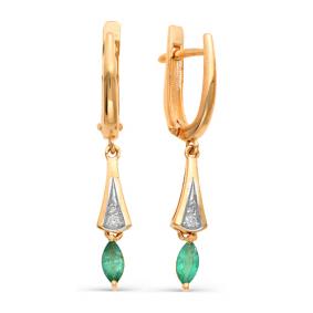 Золотые серьги Мастер Бриллиант 01M2-105-961-01 с бриллиантом и изумрудом 01M2-105-961-01 фото