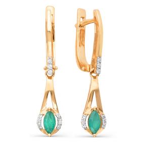 Золотые серьги Мастер Бриллиант 01M2-105-969-01 с бриллиантом и изумрудом 01M2-105-969-01 фото