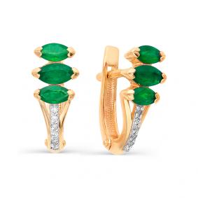 Золотые серьги Мастер Бриллиант 01M2-105-972-01 с бриллиантом и изумрудом 01M2-105-972-01 фото