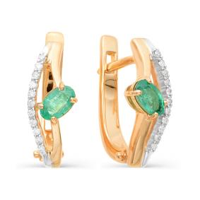 Золотые серьги Мастер Бриллиант 01M2-105-974-01 с бриллиантом и изумрудом 01M2-105-974-01 фото