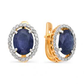 Золотые серьги Мастер Бриллиант 01M2-105-978-02 с бриллиантом и сапфиром 01M2-105-978-02 фото