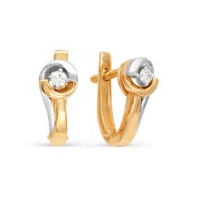 Золотые серьги Мастер Бриллиант 01M2-105-996 с бриллиантом 01M2-105-996 фото