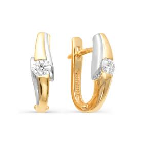 Золотые серьги Мастер Бриллиант 01M2-106-111 с бриллиантом 01M2-106-111 фото