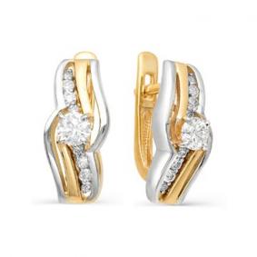 Золотые серьги Мастер Бриллиант 01M2-106-126 с бриллиантом 01M2-106-126 фото