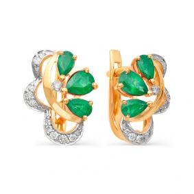 Золотые серьги Мастер Бриллиант 01M2-106-138-01 с бриллиантом и изумрудом 01M2-106-138-01 фото