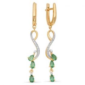 Золотые серьги Мастер Бриллиант 01M2-106-140-01 с бриллиантом и изумрудом 01M2-106-140-01 фото