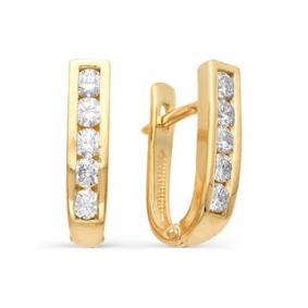 Золотые серьги Мастер Бриллиант 01M2-106-141/1 с бриллиантом 01M2-106-141/1 фото