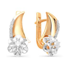 Золотые серьги Мастер Бриллиант 01M2-106-187/1 с бриллиантом 01M2-106-187/1 фото