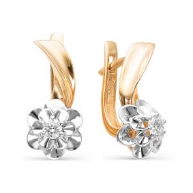 Золотые серьги Мастер Бриллиант 01M2-106-190 с бриллиантом 01M2-106-190 фото