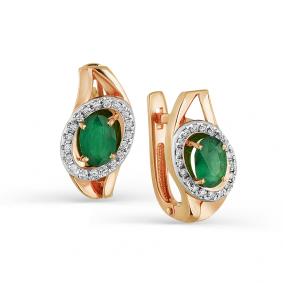 Золотые серьги Мастер Бриллиант 01M2-106-220-01 с бриллиантом и изумрудом 01M2-106-220-01 фото