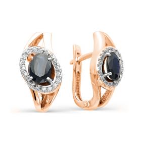 Золотые серьги Мастер Бриллиант 01M2-106-220-02 с бриллиантом и сапфиром 01M2-106-220-02 фото