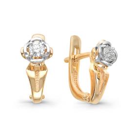 Золотые серьги Мастер Бриллиант 01M2-106-261 с бриллиантом 01M2-106-261 фото