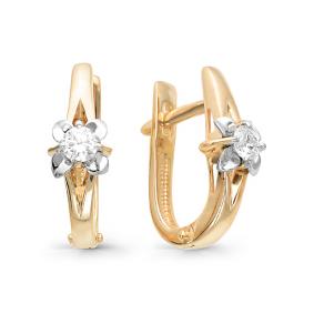 Золотые серьги Мастер Бриллиант 01M2-106-277 с бриллиантом 01M2-106-277 фото