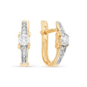 Золотые серьги Мастер Бриллиант 01M2-106-405 с бриллиантом 01M2-106-405 фото