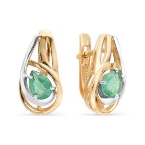 Золотые серьги Мастер Бриллиант 01M2-106-430-01 с изумрудом 01M2-106-430-01 фото