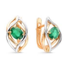 Золотые серьги Мастер Бриллиант 01M2-106-466-01 с изумрудом 01M2-106-466-01 фото