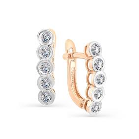 Золотые серьги Мастер Бриллиант 01M2-106-494 с бриллиантом 01M2-106-494 фото