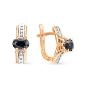 Золотые серьги Мастер Бриллиант 01M2-106-602-02 с бриллиантом и сапфиром 01M2-106-602-02 фото