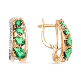 Золотые серьги Мастер Бриллиант 01M2-106-609-01 с бриллиантом и изумрудом 01M2-106-609-01 фото