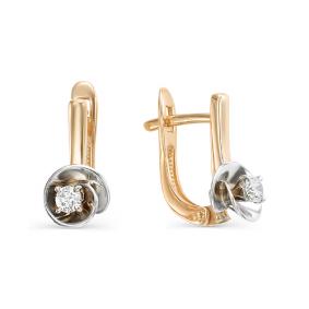 Золотые серьги Мастер Бриллиант 01M2-106-672 с бриллиантом 01M2-106-672 фото