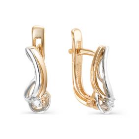 Золотые серьги Мастер Бриллиант 01M2-106-691 с бриллиантом 01M2-106-691 фото