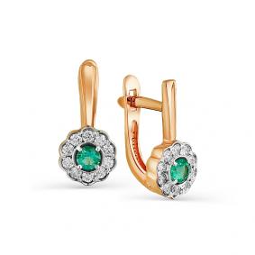 Золотые серьги Мастер Бриллиант 01M2-106-808-01 с бриллиантом и изумрудом 01M2-106-808-01 фото